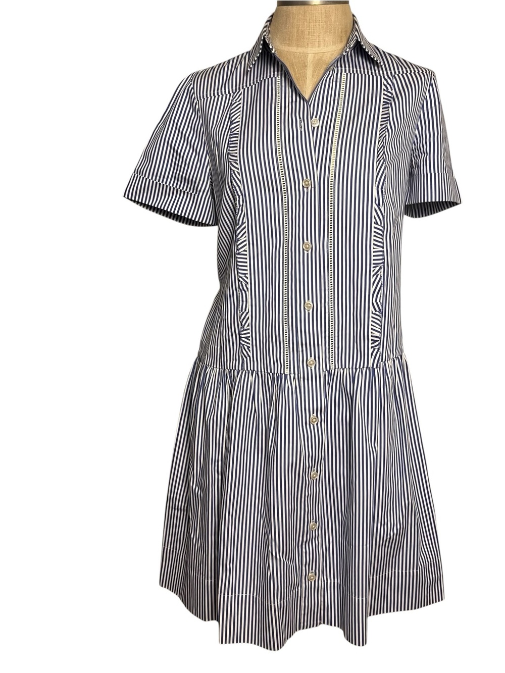 Kate Spade Broome Street Striped Shirt Dress Size Small Blue White Cotton - Picture 2 of 9